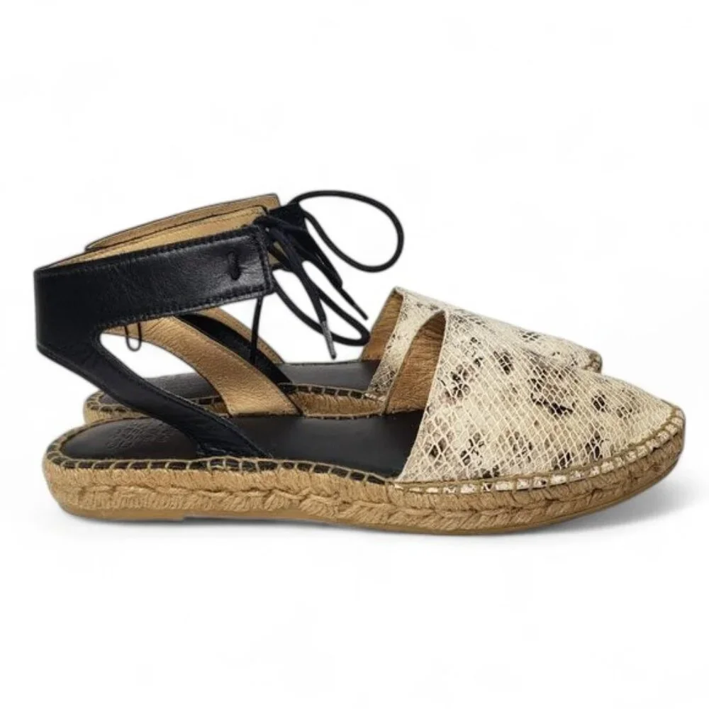 Andre Assous Women’s Snakeskin‎ Leather Ankle Strap Espadrilles Sandals Boa 9.5
